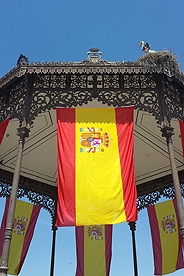 Spanish flag from hanging from gazebo.