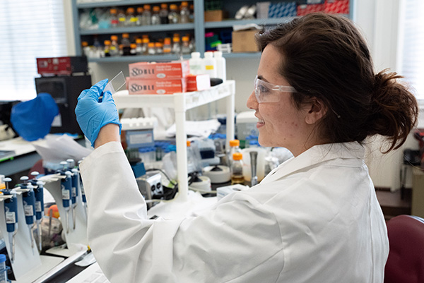 A student in the plant biology lab