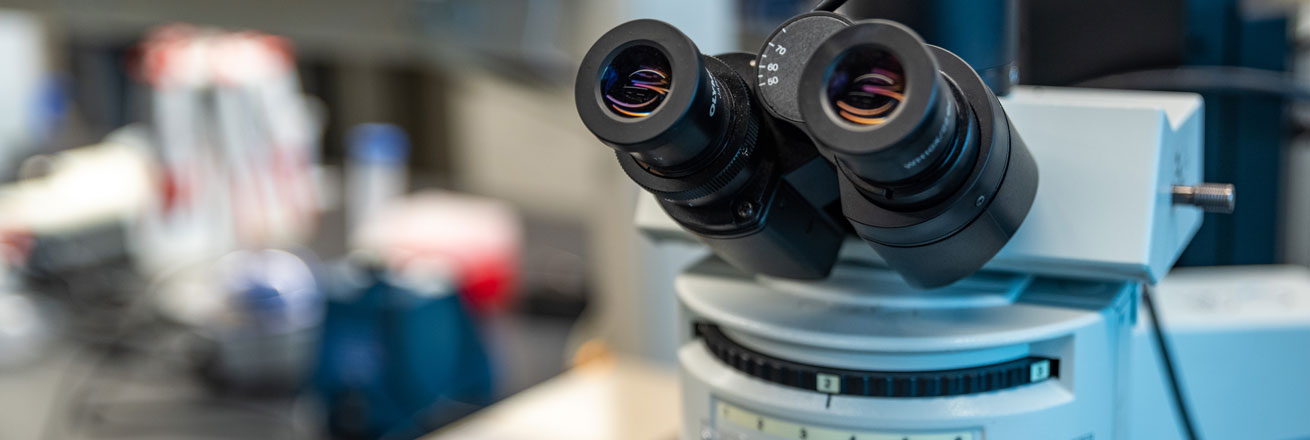 A microscope in a lab within AU's new Hall of Science