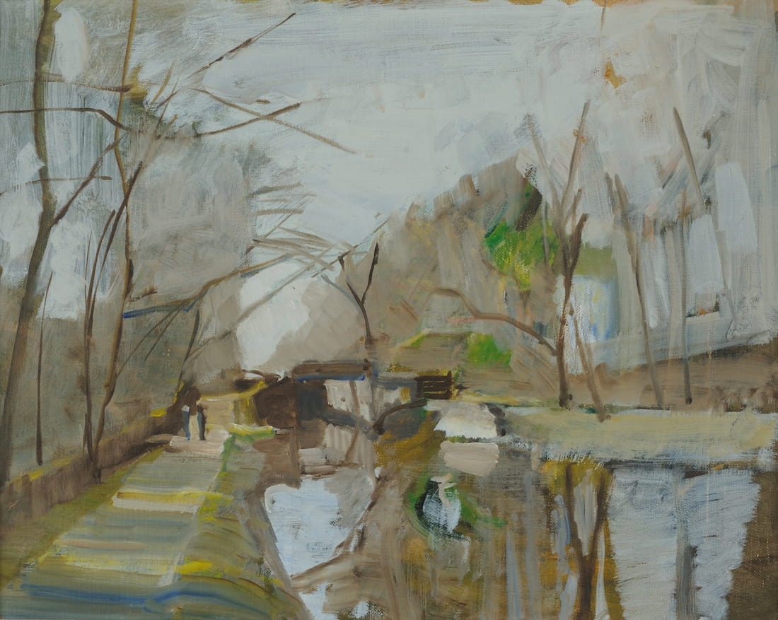 Jack Boul, C and O Canal II, 1972. Oil on canvas, 14.25 x 11.25 inches. Courtesy of the artist.