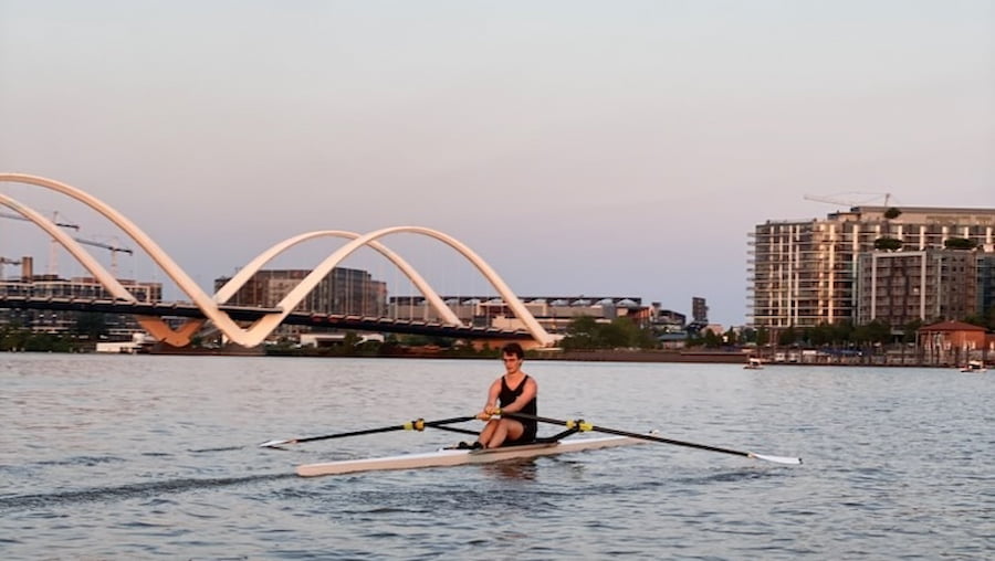 Collin Coil rowing on the Anacostia River