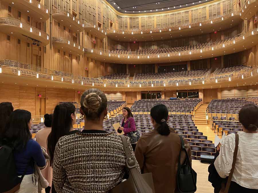 Students onstage during tour of the Strathmore