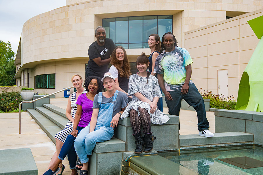 AU Dance Faculty pose outside of Katzen Arts Center