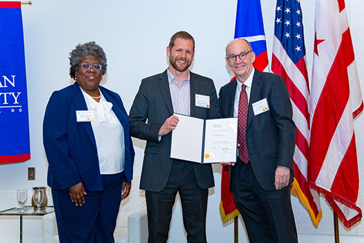 Deputy Provost/Dean of Faculty Monica Jackson, Professor Herr, and Provost Peter Starr