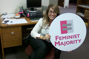 Mariel Kirschen working at the Feminist Majority