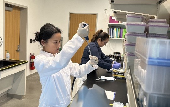 student working in lab