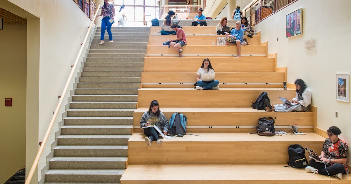 American University Students Studying on Campus