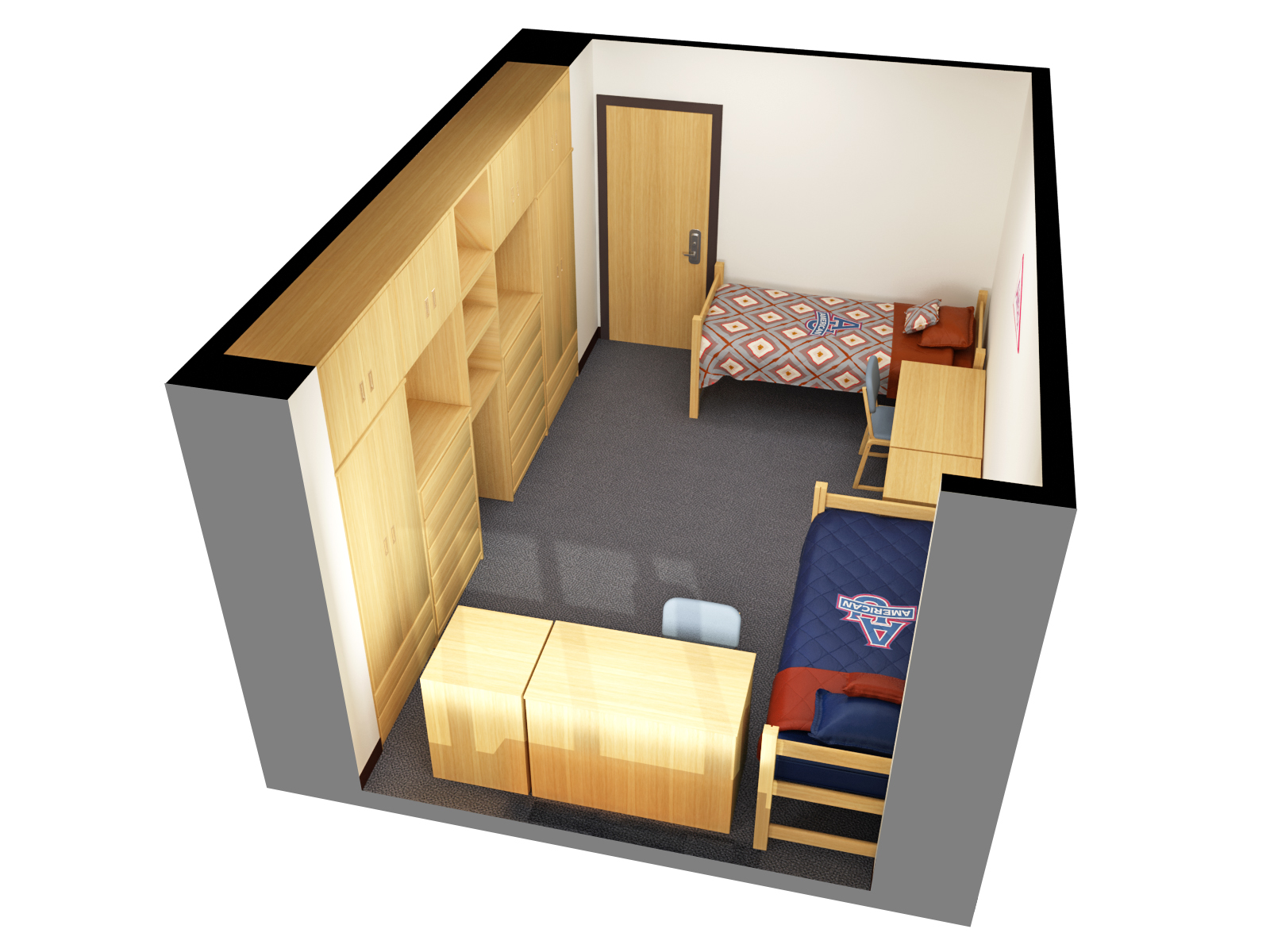 Traditional residence hall room