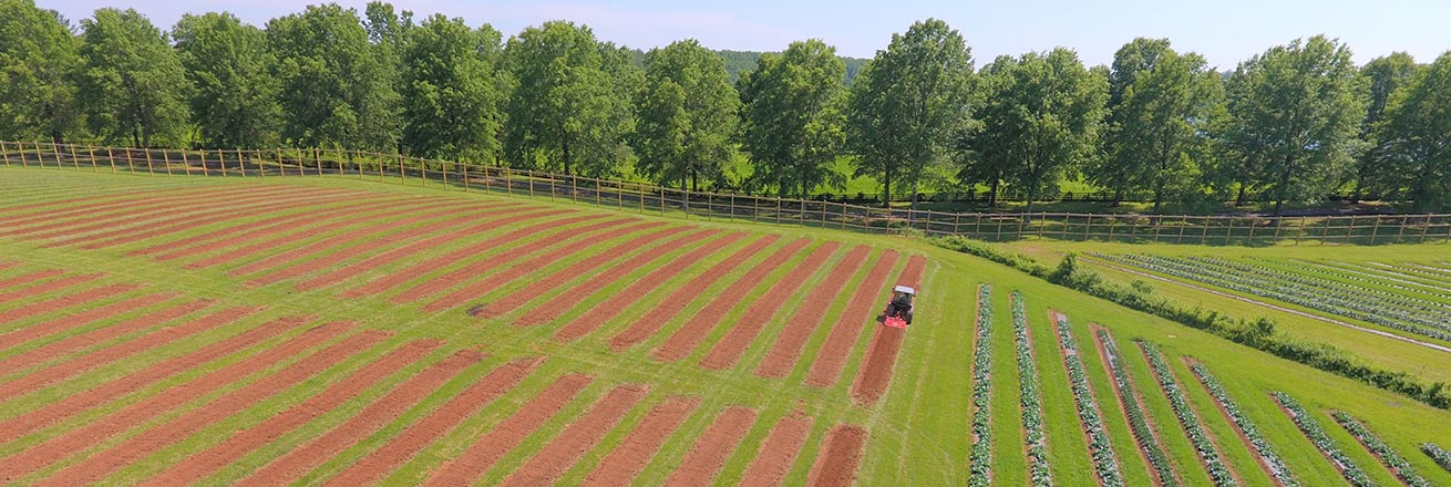 A tractor working a field at Airlie