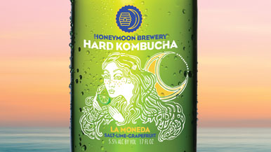 Green kombucha bottle