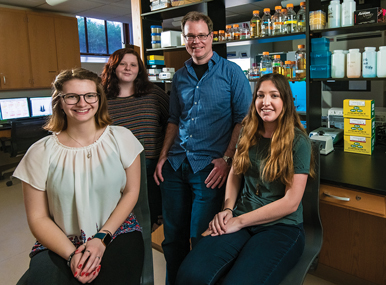 from left: Kathryn Asalone, Megan Guerin, Professor John Bracht, and Deborah Weinstein