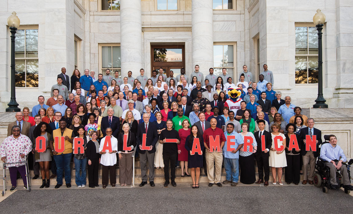 President Neil Kerwin surrounded by members of the AU community