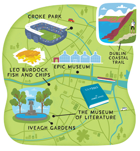 illustrated map of Dublin