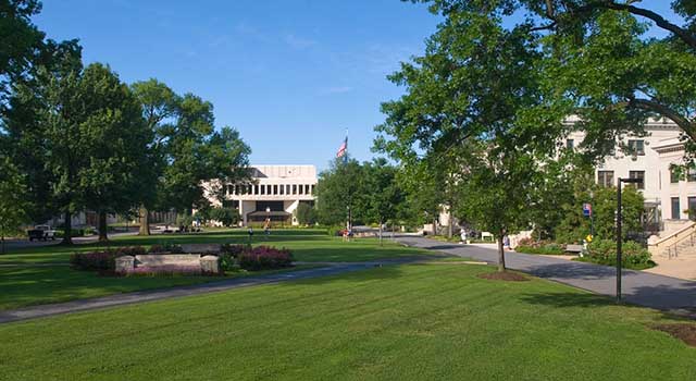 The Quad with Bender Library in the distance