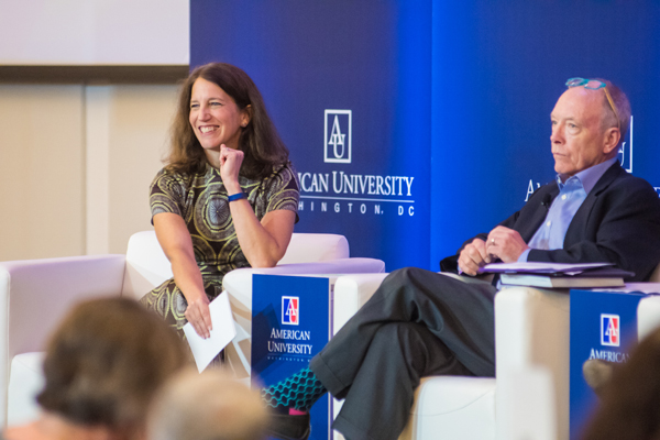 President Burwell on stage at AU's 2017 Leadership Retreat.