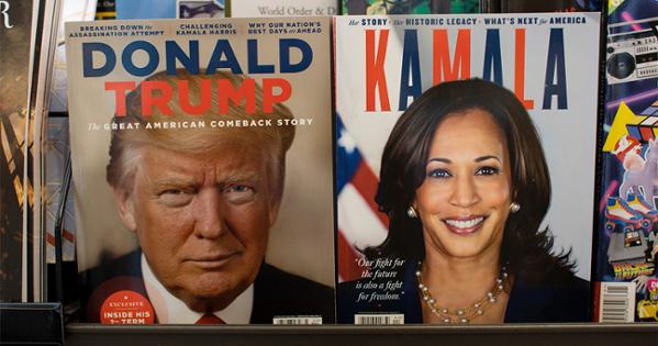 Donald Trump and Kamala Harris Magazine Covers