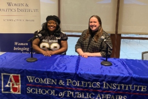 welead alumni felicia donnellson and elizabeth burdett seated at a table