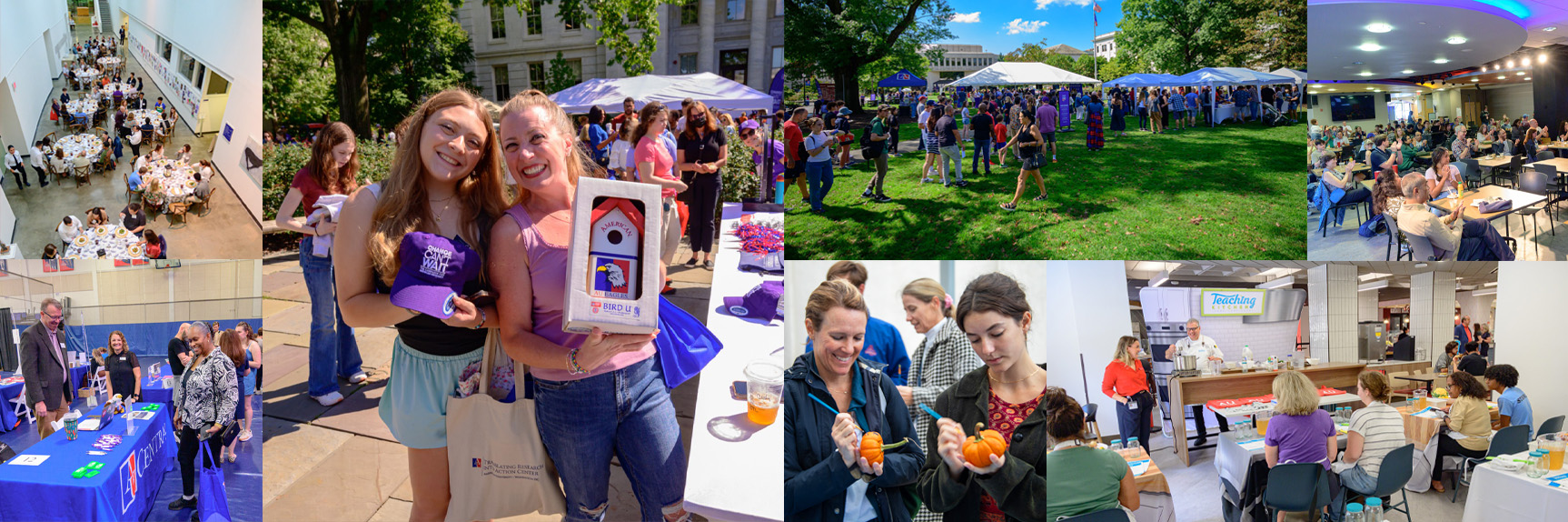 Photo collage from Family Weekend, showing students and parents at events across campus.