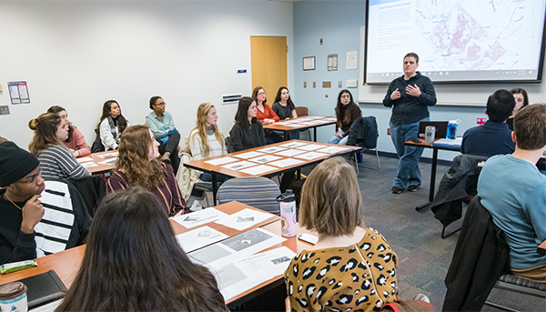 Students learning in a classroom environment