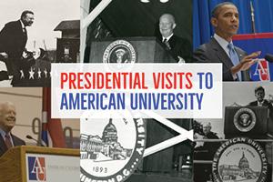 Collage of presidential visits to campus