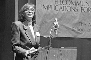 Professor Nanette Levinson speaks at a podium.