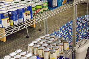 Food items on shelves in The Market.