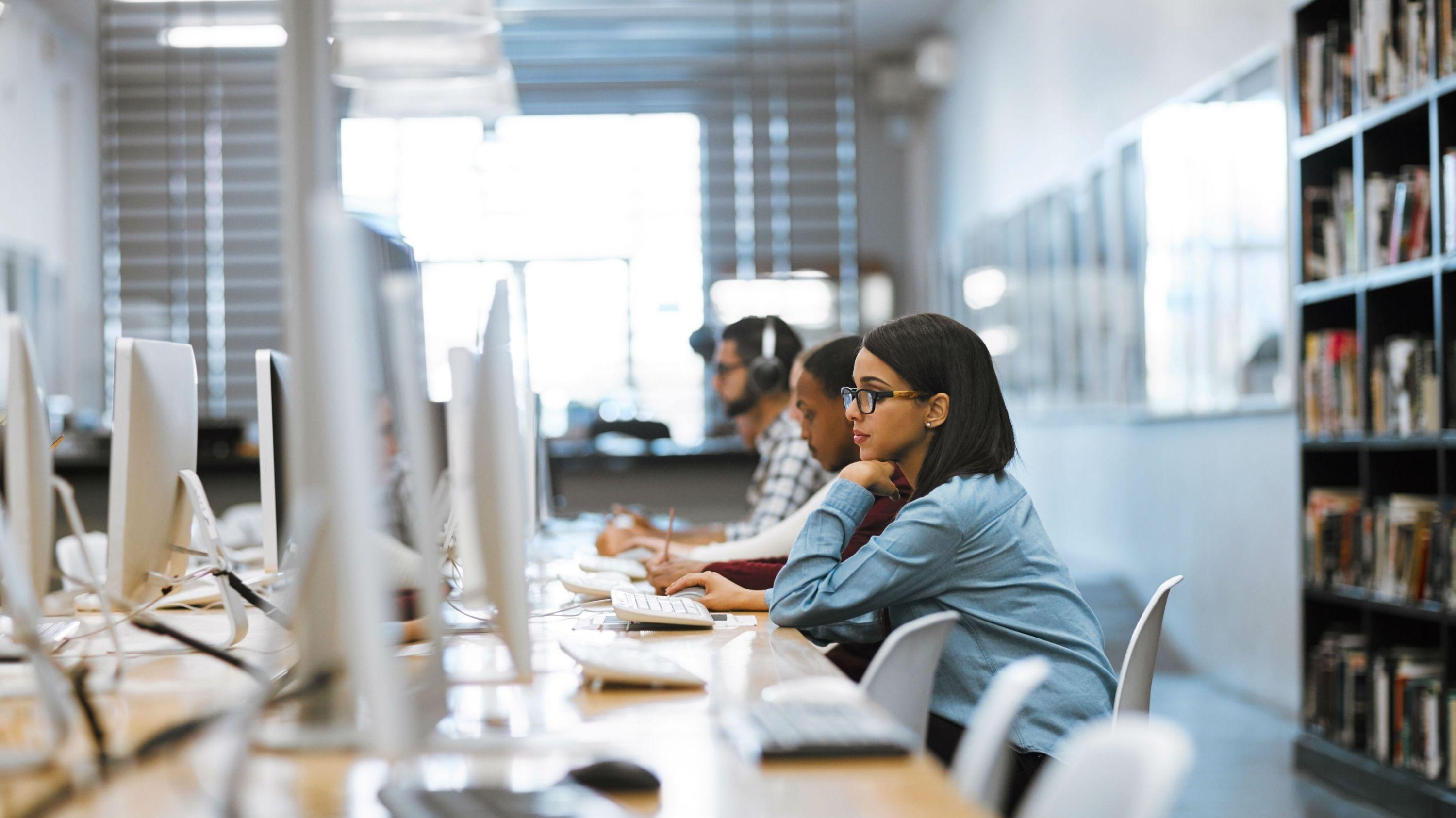 Student in front of computer