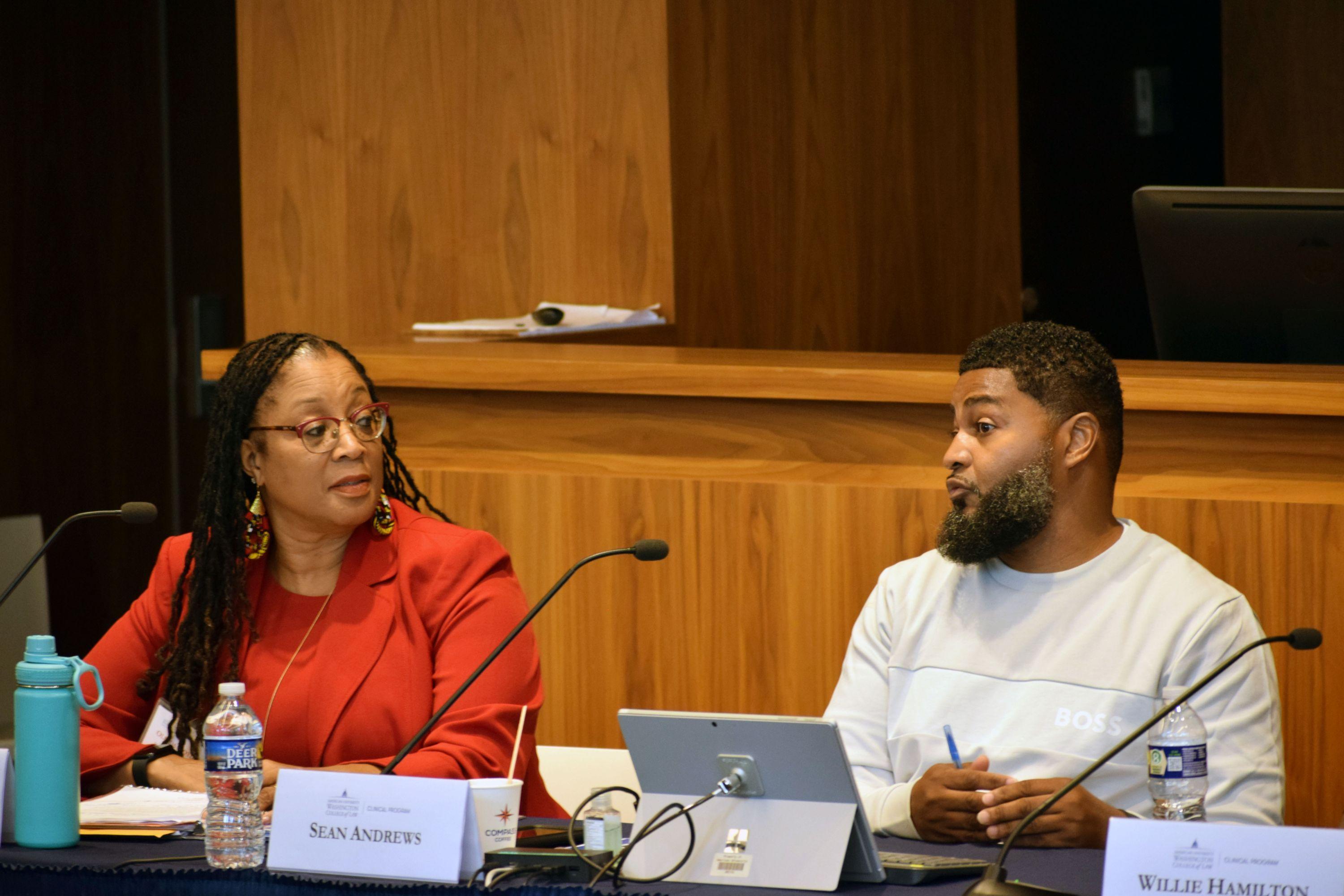  Professor Moyd hosting roundtable discussion as participant Sean Andrews speaks