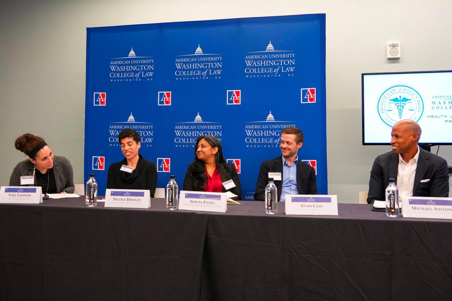 From left to right: Yael Cannon, Nicole Dooley, Shilpa Patel, Evan Cass, and Michael Aniton