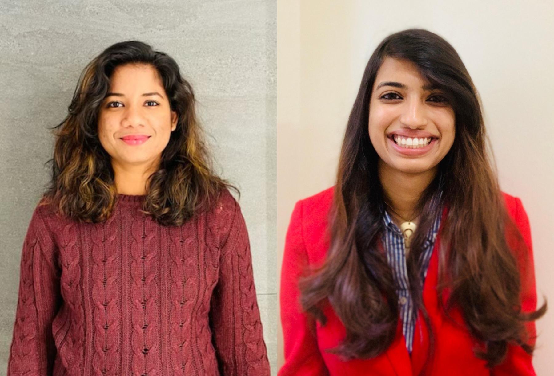 Aishwarya Ponugoti (left) and Trishala Dessai (right)